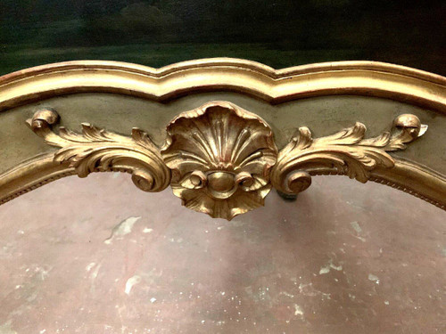 Louis XV Style Trumeau In Patinated And Gilded Wood XX Century