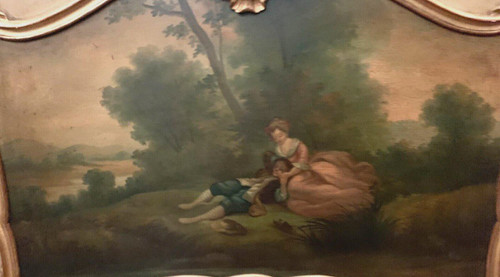 Louis XV Style Trumeau In Patinated And Gilded Wood XX Century