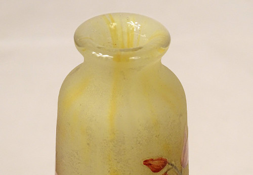 Vase Piedouche Pâte de Verre Daum Nancy Fleurs Lys Lis Art Nouveau 19th century
