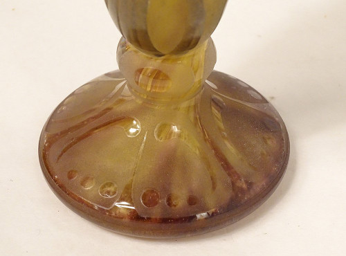 Vase Piedouche Pâte de Verre Daum Nancy Fleurs Lys Lis Art Nouveau 19th century