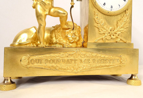 Clock Empire Bronze Triumphant Love Lion Who Could Resist Me 19th century