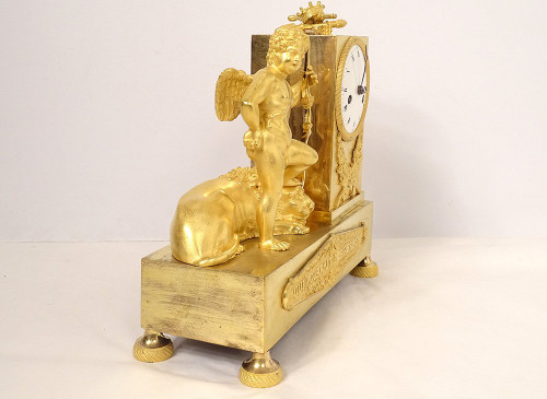 Clock Empire Bronze Triumphant Love Lion Who Could Resist Me 19th century