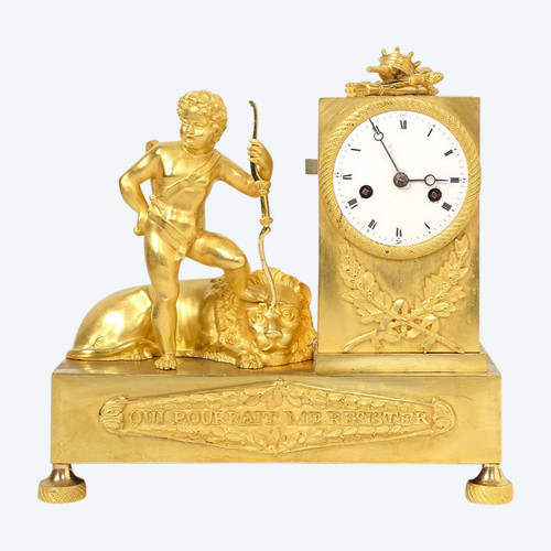 Clock Empire Bronze Triumphant Love Lion Who Could Resist Me 19th century