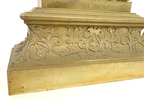 Pair of gilt bronze Chenets Lions Couchés Château Neuilly Restoration 19th century