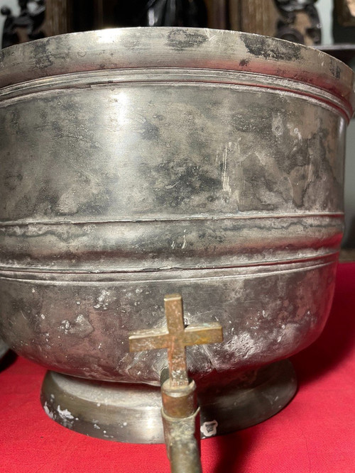 Fontana Acqua Santa O Battesimale In Peltro - Inizio XVIII Secolo