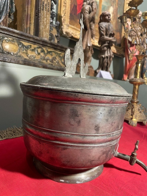 Fontana Acqua Santa O Battesimale In Peltro - Inizio XVIII Secolo