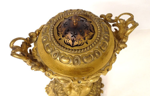 Großer Duftbrenner Bronze Vergoldet Victor Raulin Cherubinen Amore Faune XIX.