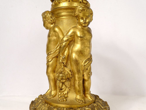 Großer Duftbrenner Bronze Vergoldet Victor Raulin Cherubinen Amore Faune XIX.