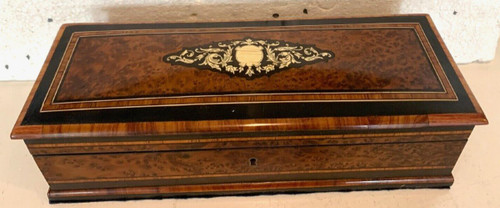 Jewelery Box In Thuja Loupe Napoleon III Boulle Marquetry XIX Century
