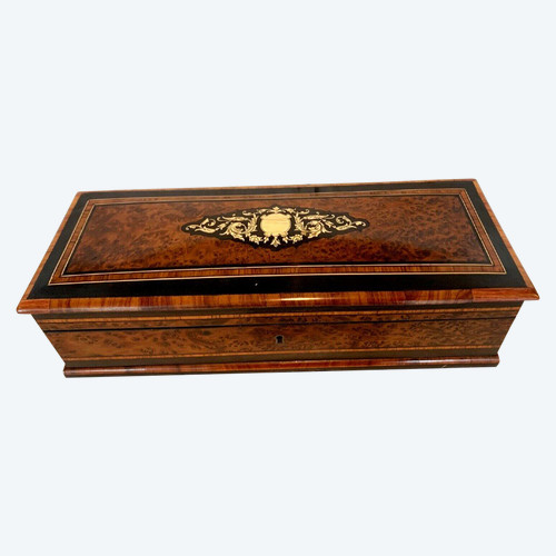 Jewelery Box In Thuja Loupe Napoleon III Boulle Marquetry XIX Century