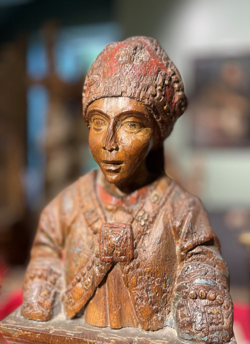 Saint Wenceslas- Sculpture En Bois Du XVIIe