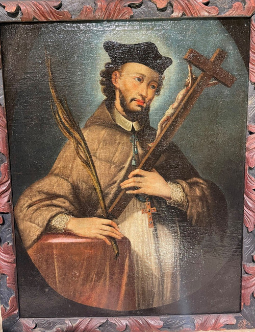 Oil On Canvas Of Saint John Nepomucene.