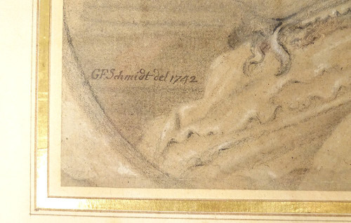 Dessin signé Georg Friedrich Schmidt portraits 1742 époque XVIIIè siècle