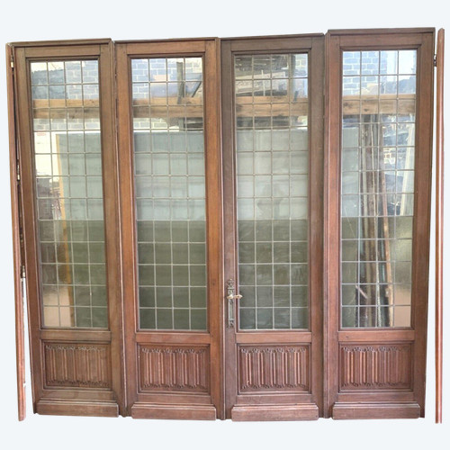 Suite Of Four Separation Doors In Solid Oak XIX Century