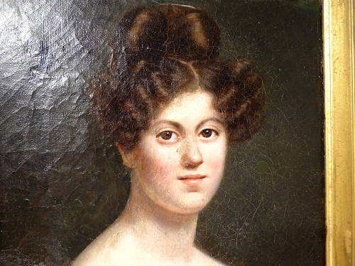 HST-Porträt Julie Volpelière Junge Frau Empire Stuckrahmen 1829 Neunzehnter