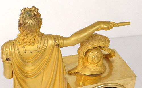 Pendel Bronze Allegorie Ludwig XIV Helm Krone Glaive I. Kaiserreich XIX.