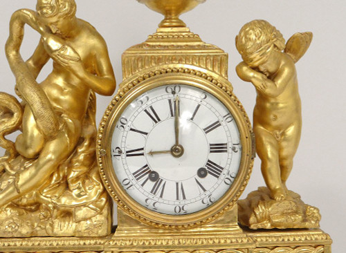 Pendulum Golden Wood Goddess Hygie Snake Cherub Eros Cupid Clock XVIII