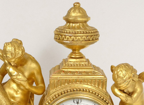 Pendulum Golden Wood Goddess Hygie Snake Cherub Eros Cupid Clock XVIII