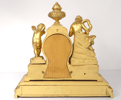 Pendulum Golden Wood Goddess Hygie Snake Cherub Eros Cupid Clock XVIII