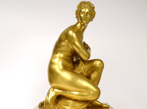 Large Bronze Pendulum Crouching Venus Coysevox Devaulx Nineteenth Restoration
