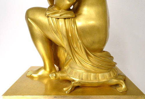Large Bronze Pendulum Crouching Venus Coysevox Devaulx Nineteenth Restoration