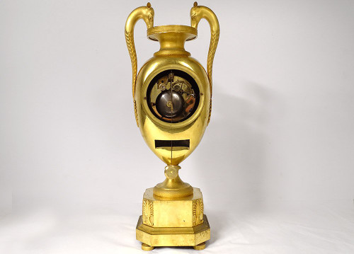 Pendule Restauration Bronze Doré Girafes Zarafa Palmettes Charles X XIXème