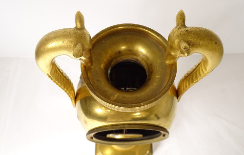 Pendule Restauration Bronze Doré Girafes Zarafa Palmettes Charles X XIXème
