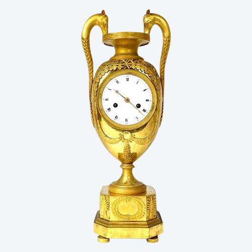 Pendule Restauration Bronze Doré Girafes Zarafa Palmettes Charles X XIXème