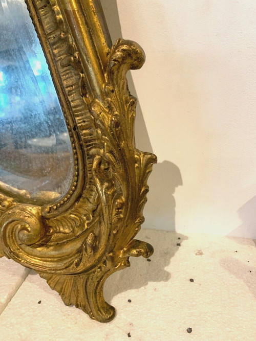 Miroir Rocaille De Style Louis XV En Bois Et Stuc Doré XX Siècle