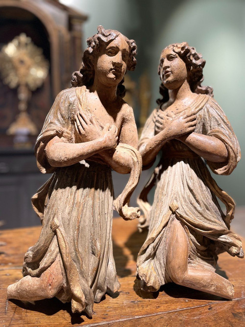 Coppia Di Angeli Da Altare - XVII Secolo