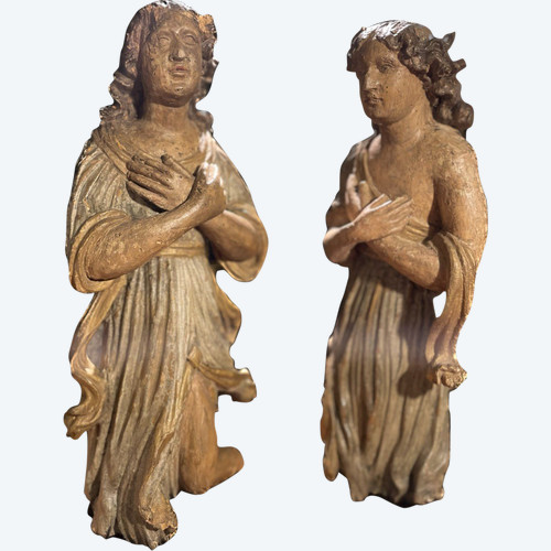 Coppia Di Angeli Da Altare - XVII Secolo