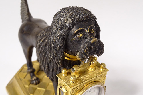 Clock Gilt Bronze Poodle Dog Berthoud Paris XIXth Century