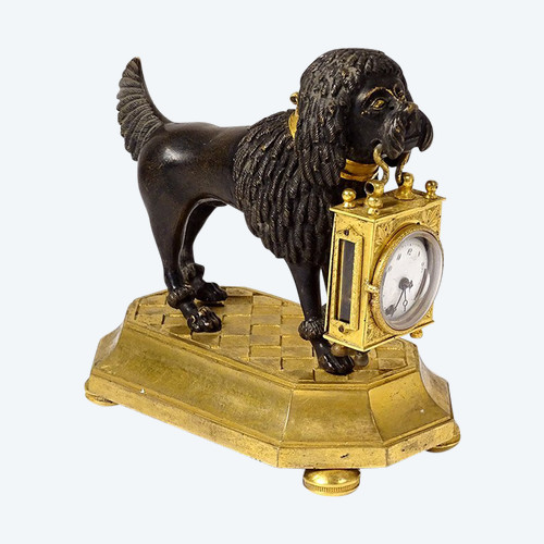 Clock Gilt Bronze Poodle Dog Berthoud Paris XIXth Century