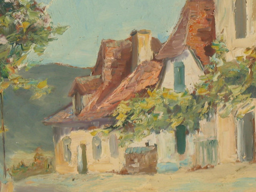 Jacques Rozier Rue du Périgord (Domme) oil on isorel panel dated