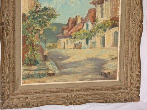 Jacques Rozier Rue du Périgord (Domme) oil on isorel panel dated