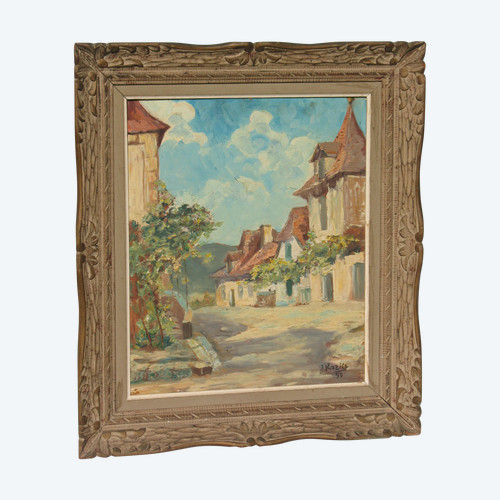 Jacques Rozier Rue du Périgord (Domme) oil on isorel panel dated