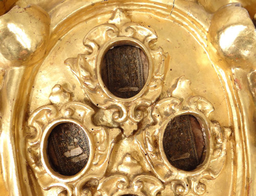 Reliquary Frame Carved Wood Golden Cherub Head Reliquary Eighteenth Century