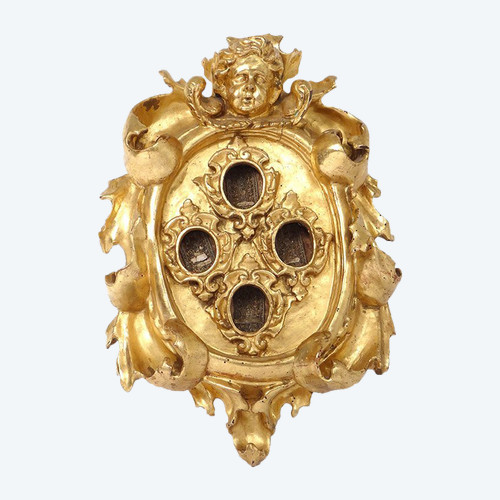Reliquary Frame Carved Wood Golden Cherub Head Reliquary Eighteenth Century