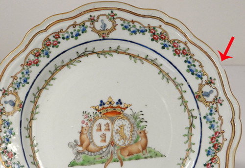 5 Assiettes 1 Plat Compagnie Indes Armoirié Visdelou Bonamour Qianlong 18è