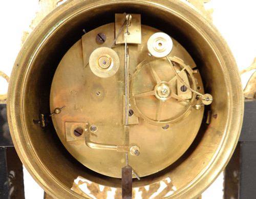 Portico Clock Bronze Gilt Marble Caryatids Return from Egypt Empire 19th century