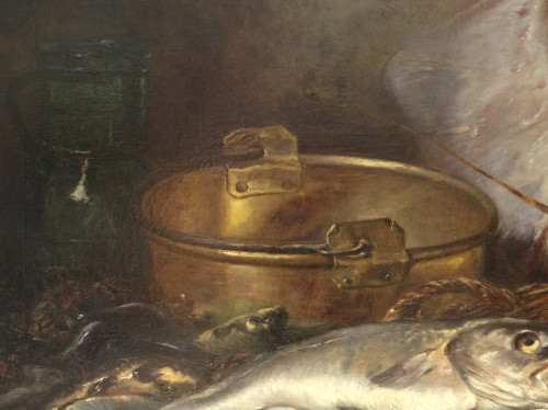 HST Still Life Stingray Lobster Fish Shell Eugène Claude 164x131cm 19th century