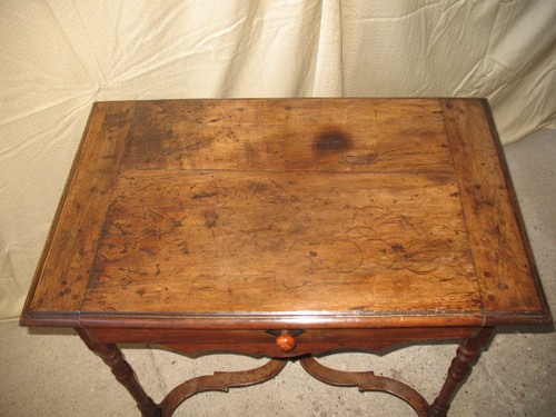 Writing table desk with drawer Louis XIII period in solid wood 17th