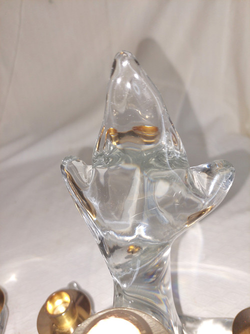 Pair of crystal candlesticks signed Maison Schneider (France) 60s-70s