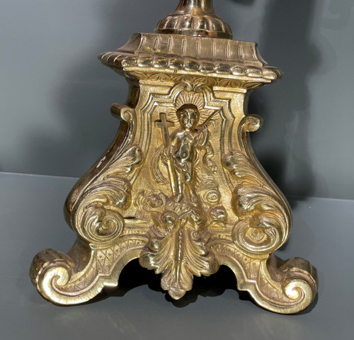 Large Pique Candle In Bronze From The Nineteenth
