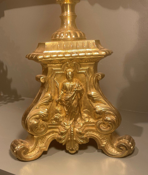 Large Pique Candle In Bronze From The Nineteenth