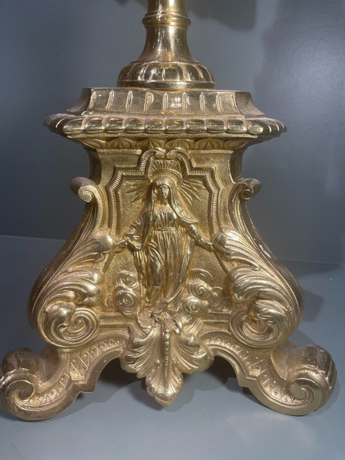 Large Pique Candle In Bronze From The Nineteenth