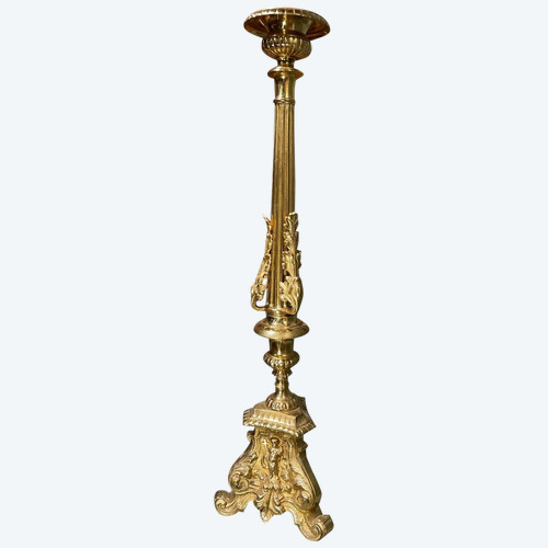 Large Pique Candle In Bronze From The Nineteenth