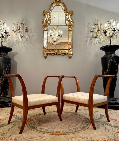 Pair Of Curules Stools From The Directoire Period Around 1795