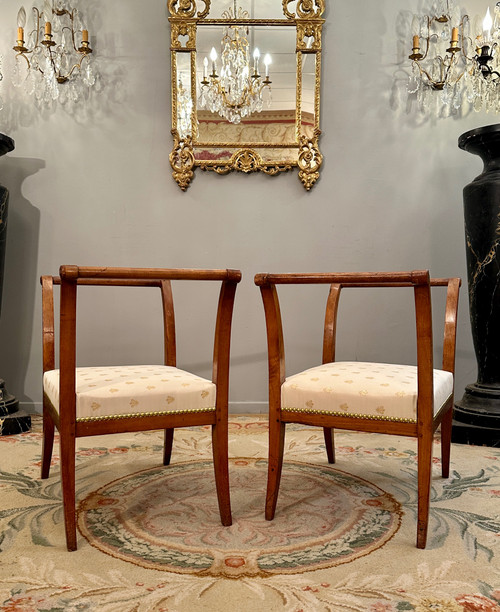 Pair Of Curules Stools From The Directoire Period Around 1795