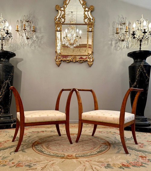Pair Of Curules Stools From The Directoire Period Around 1795
